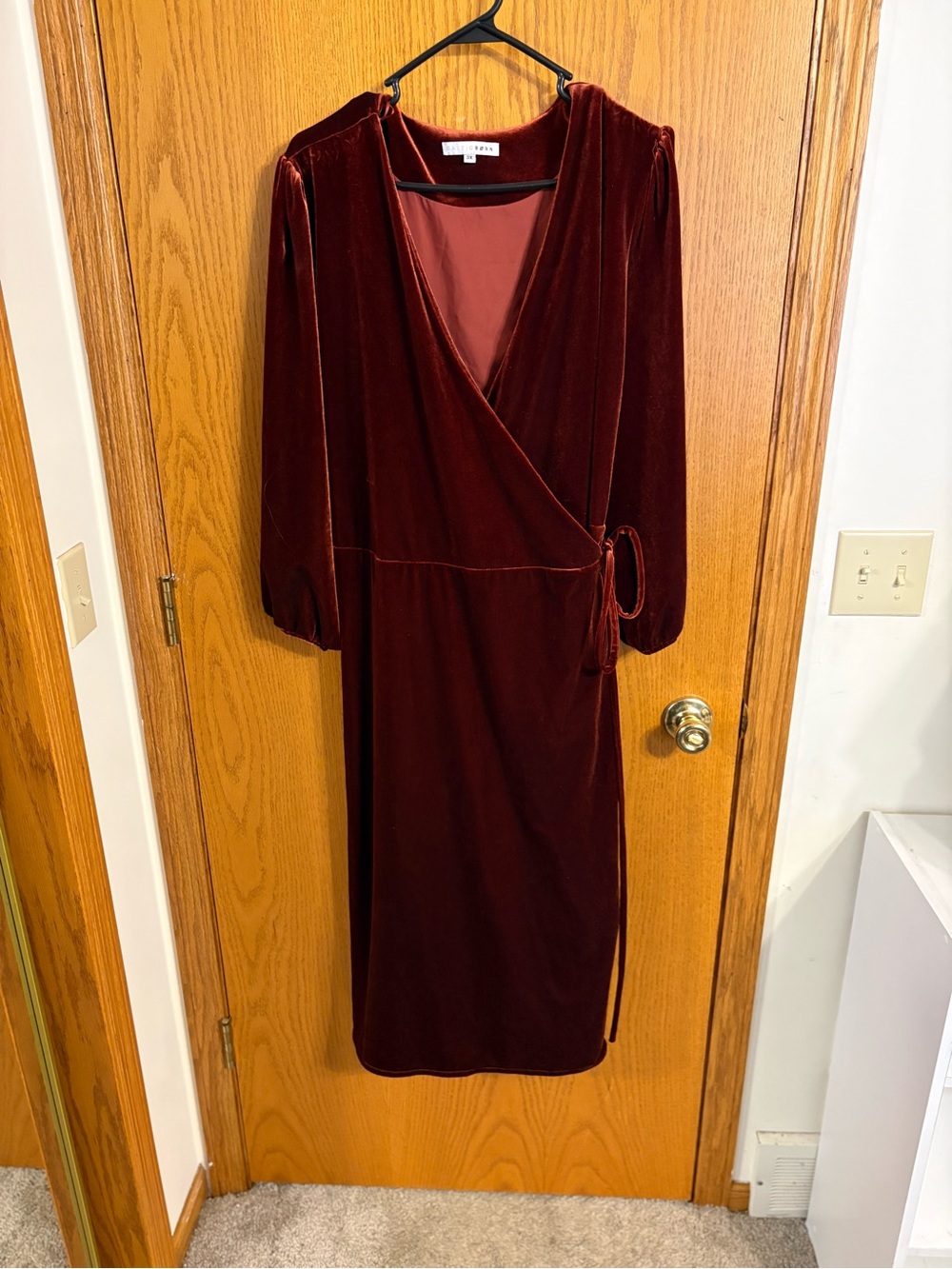 Baltic Born Velvet Wrap Midi Dress in Cinnamon